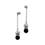 STAINLESS STEEL PEARL ONYX EARRING