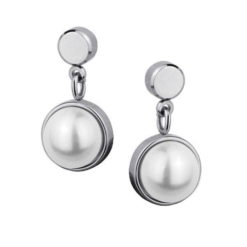 STAINLESS STEEL PEARL EARRING