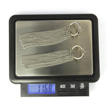 Stainless steel chain earrings with rectangular fasteners used for embossed wear.