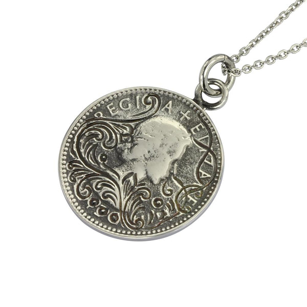 STAINLESS STEEL PENDANT, GREETING COIN