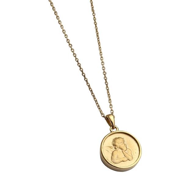 STAINLESS STEEL PENDANT, GREETING COIN