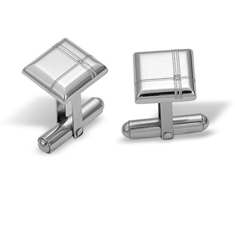 Stainless steel cufflinks with diamond