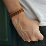 LEATHER BRACELET WITH STAINLESS STEEL CLOSURE