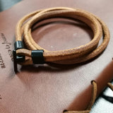 LEATHER BRACELET WITH STAINLESS STEEL CLOSURE