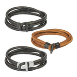 LEATHER BRACELET WITH STAINLESS STEEL CLOSURE