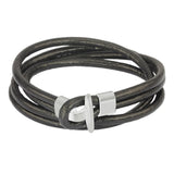 LEATHER BRACELET WITH STAINLESS STEEL CLOSURE