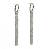 Stainless steel chain earrings with rectangular fasteners used for embossed wear.