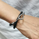 STAINLESS STEEL AND LEATHER HAWAIIAN SUMMER BRACELET