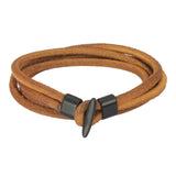 LEATHER BRACELET WITH STAINLESS STEEL CLOSURE