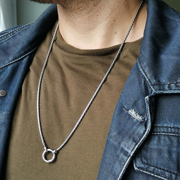 STAINLESS STEEL NECKLACE WITH OPEN RING – inori-co