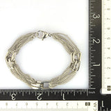 Stainless steel chain bracelet with rectangular fasteners used for embossed wear.